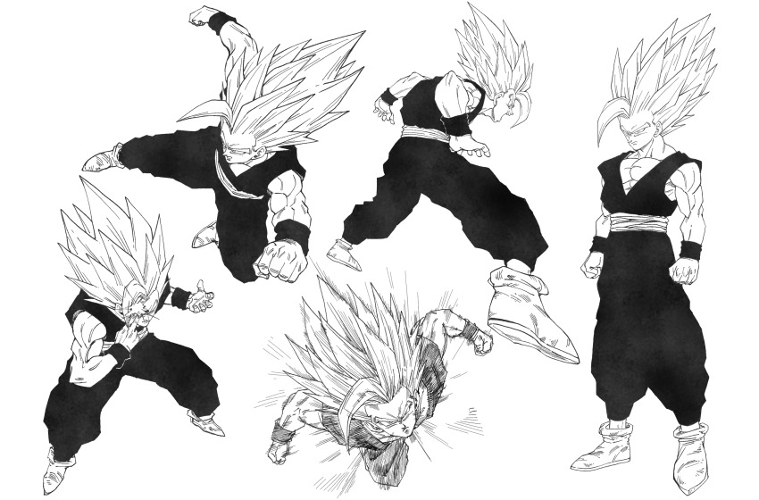 1boy powering_up charging_energy charging_forward dragon_ball dragon_ball_super dragon_ball_super_super_hero flying gohan_beast highres kicking makankosappo makankousappou muscular muscular_male serious son_gohan tagme white_hair