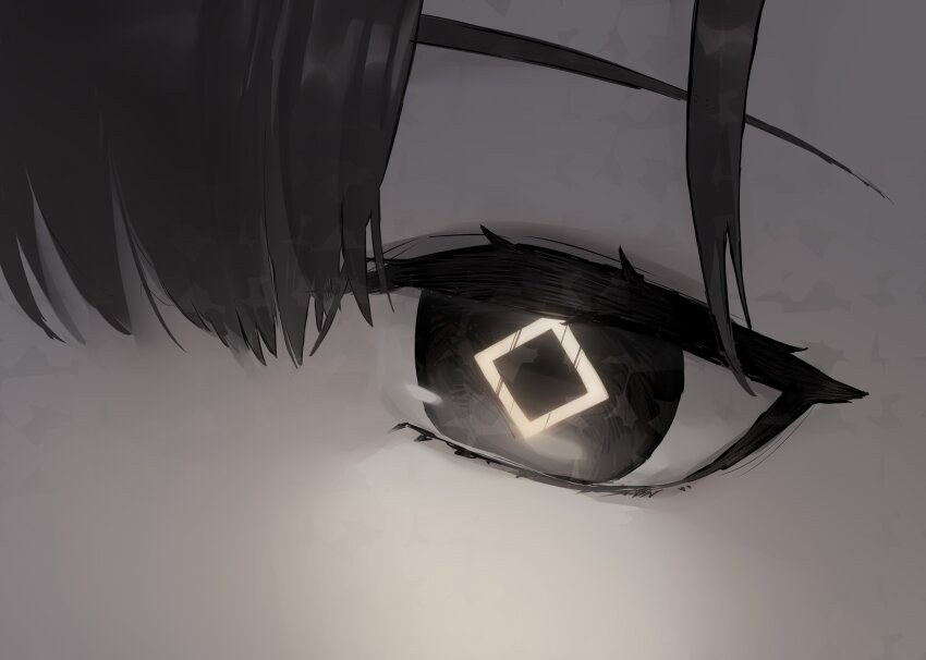 1girl absurdres arknights black_eyes blunt_bangs diamond-shaped_pupils diamond_(shape) eye_focus eyelashes glowing glowing_eyes highres melon22 priestess_(arknights) solo symbol-shaped_pupils