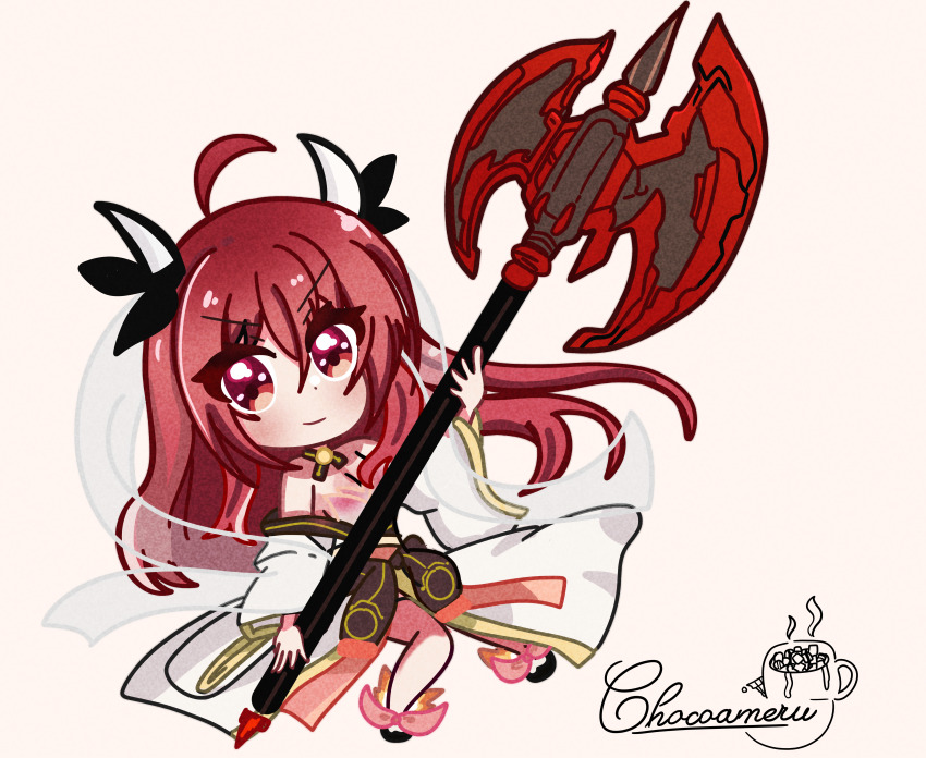 1girl chibi chocoameru date_a_live itsuka_kotori long_hair red_eyes red_hair solo thighs twintails