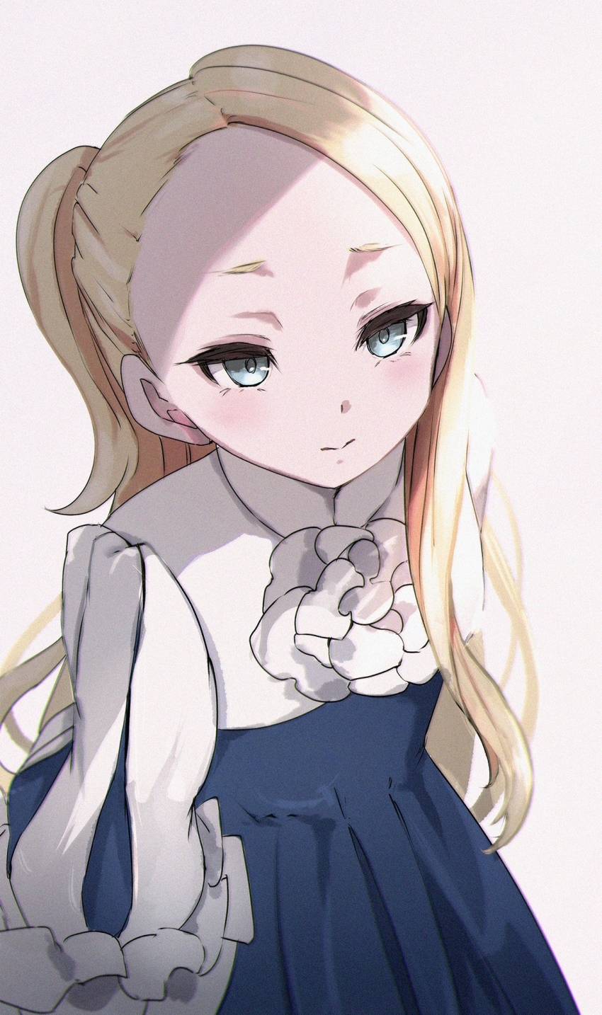 1girl blonde_hair dress grey_eyes highres long_hair long_sleeves looking_at_viewer mary_(princess_principal) nekota_yama princess_principal princess_principal_crown_handler puffy_long_sleeves puffy_sleeves standing white_background