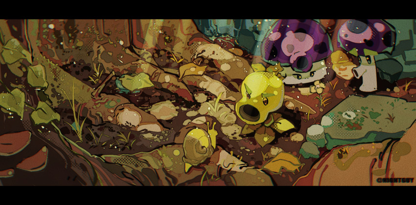 fume-shroom_(plants_vs_zombies) highres hightguy leaf letterboxed no_humans plant plants_vs_zombies repeater_(plants_vs_zombies) scaredy-shroom_(plants_vs_zombies) snail