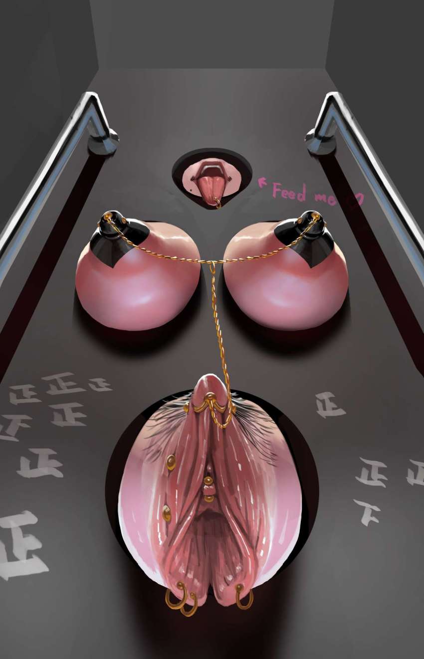 Yuzhou Original Highres Translated 1girl Bdsm Bondage Bound Breasts Clitoris Clitoris