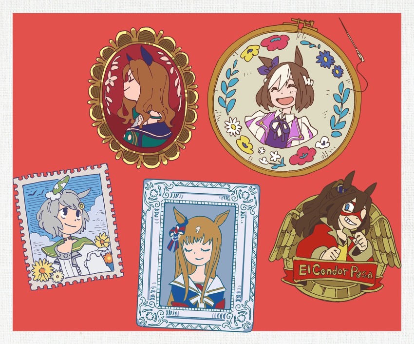 animal_ears bad_id bad_tumblr_id character_request embroidery highres horse_ears horse_girl katou_(osoraku) pin portrait stamp_mark umamusume