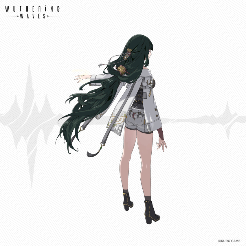 Baizhi Wuthering Waves Wuthering Waves Concept Art Highres 1girl Arm Up Bare Legs Bare 5339