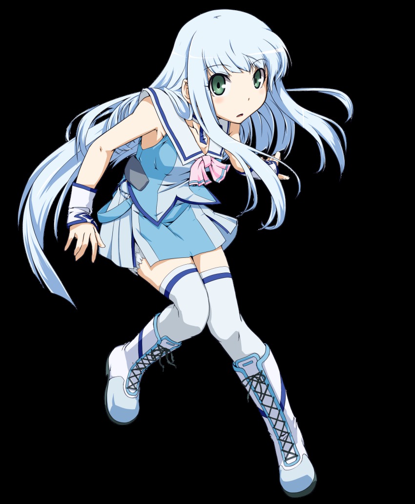 10s 1girl aoki_hagane_no_arpeggio blue_hair full_body green_eyes highres iona_(aoki_hagane_no_arpeggio) long_hair notice_(kou) sailor_collar thighhighs transparent_background very_long_hair