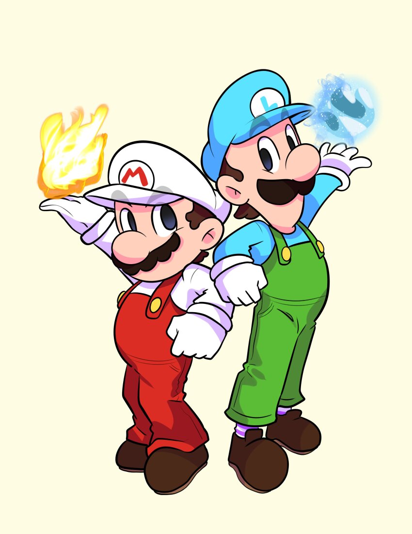 absurdres carolinerdraws green_overalls highres luigi mario mario_&amp;_luigi:_brothership mario_&amp;_luigi_rpg mario_(series) nintendo overalls red_overalls