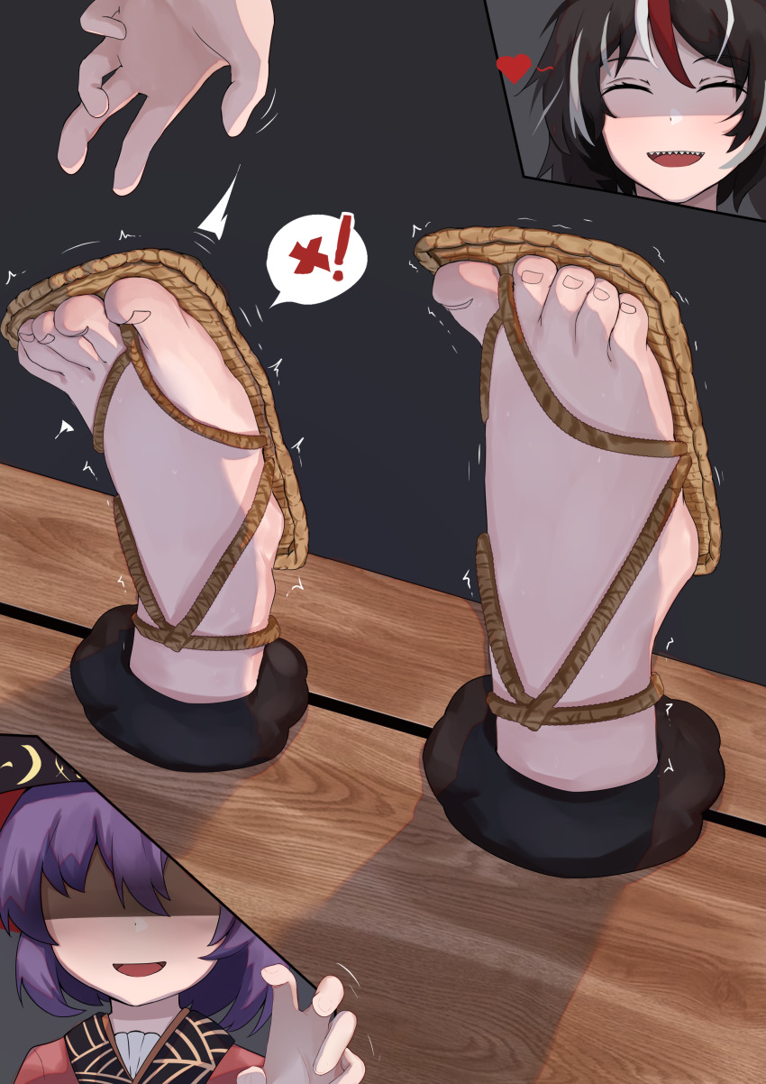 absurdres feet foot_focus highres jager kijin_seija sandals shadow shiny_skin shoes stocks sukuna_shinmyoumaru toenails toes touhou