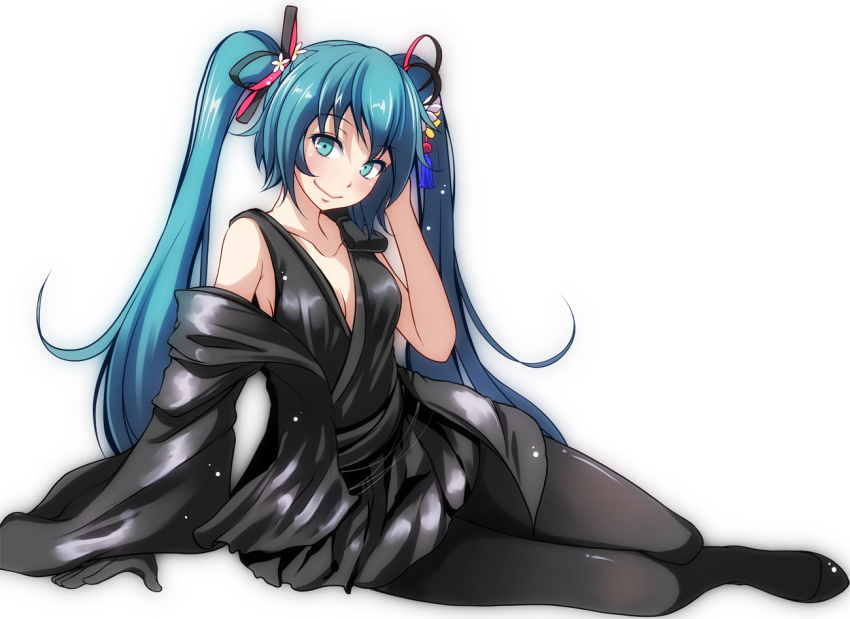 Tsukishiro Saika Hatsune Miku Project Diva Series Vocaloid Commentary Request 1girl Aqua 6296