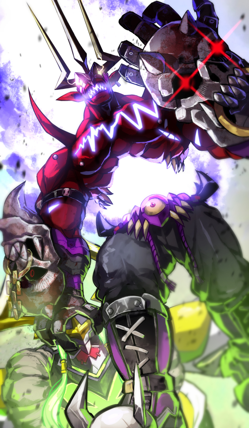 absurdres belt chain digimon highres kazuchimon muscular red_eyes shroudmon skull