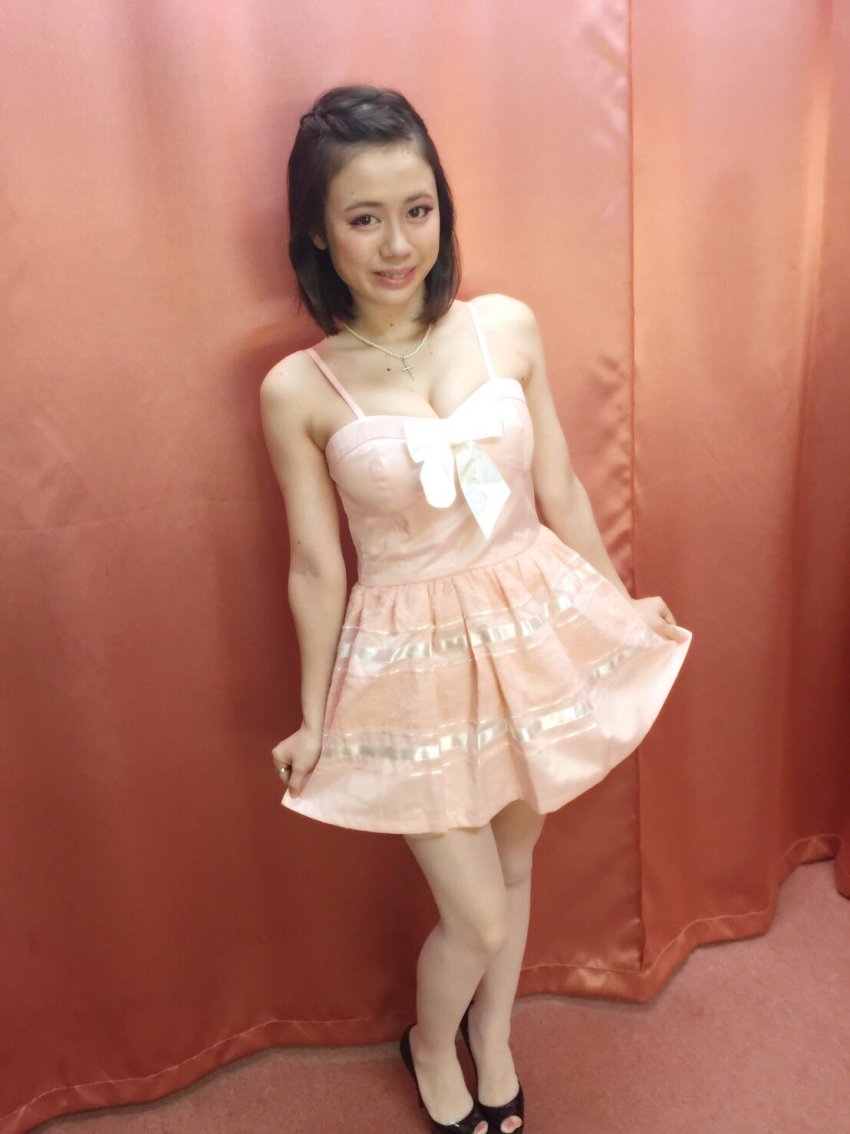 Yoshikawa Aimi Highres Tagme 1girl Breasts Brown Eyes Brown Hair Cleavage Dress Female 