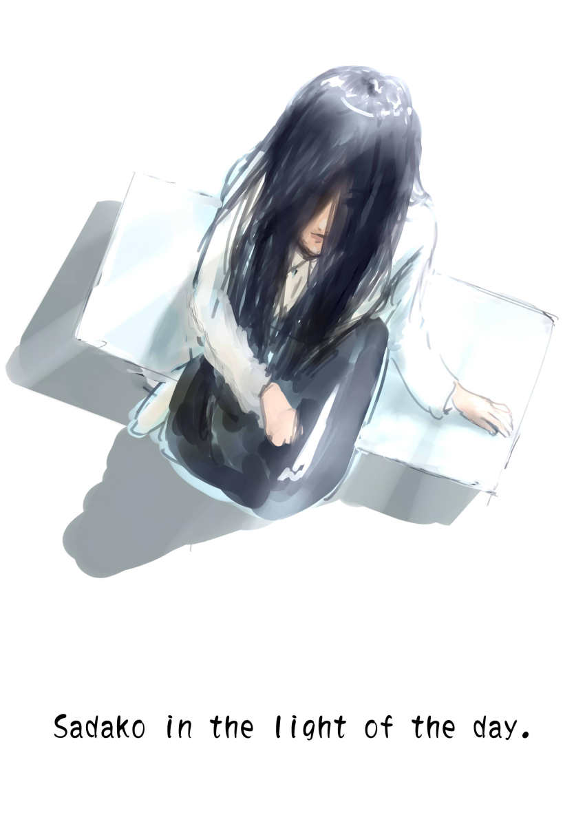 Yamamura Sadako The Ring Absurdres Highres 1girl Black Hair Hair Over Eyes Long Hair