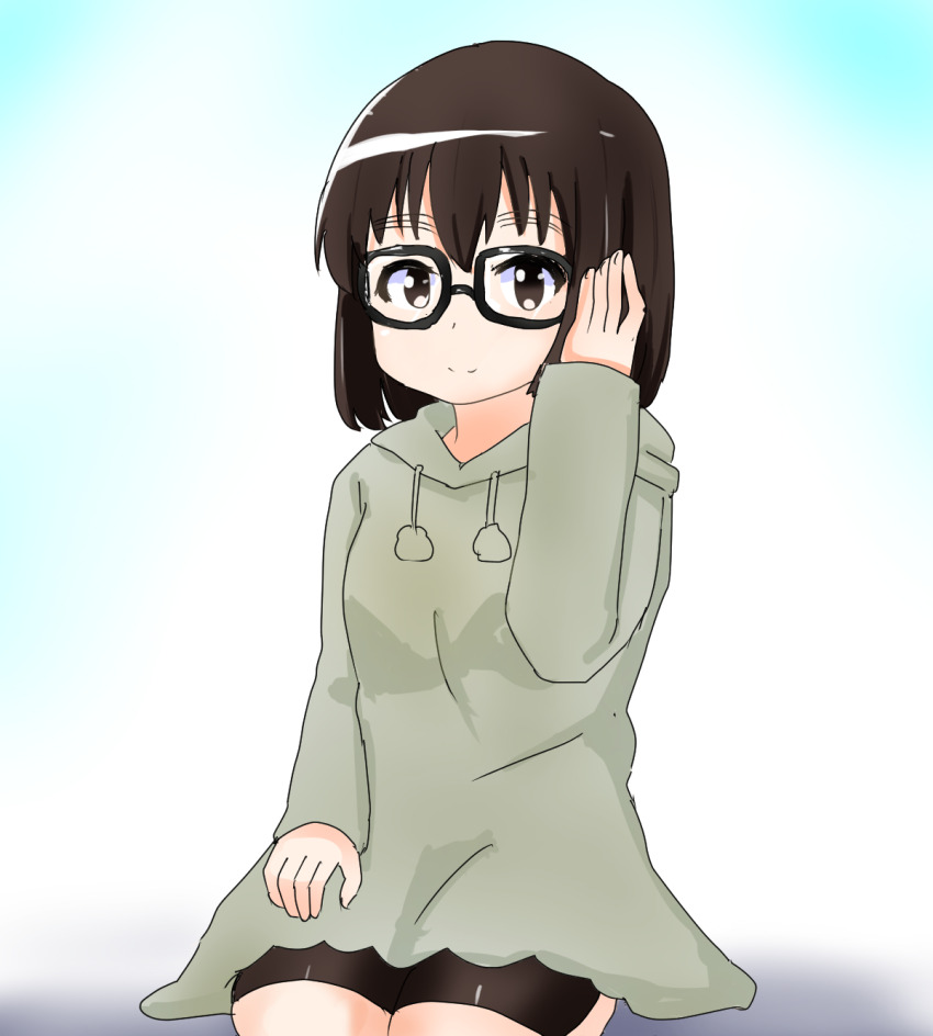 1girl black_eyes black_hair glasses highres iin_chiyo isura0084 kimi_no_koto_ga_dai_dai_dai_dai_daisuki_na_100-nin_no_kanojo short_hair smile