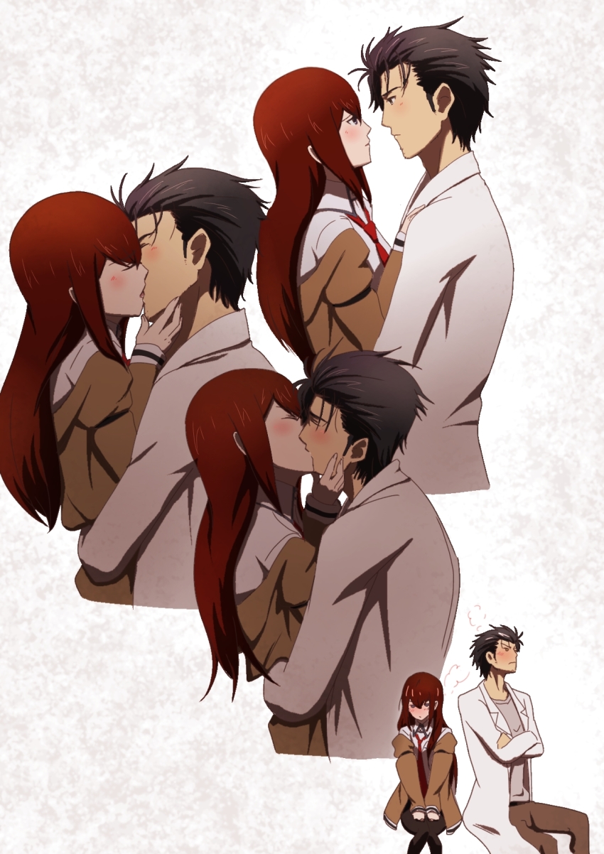 Tayutau0a0 Makise Kurisu Okabe Rintarou Steins Gate Looking Away Red Neckwear Highres