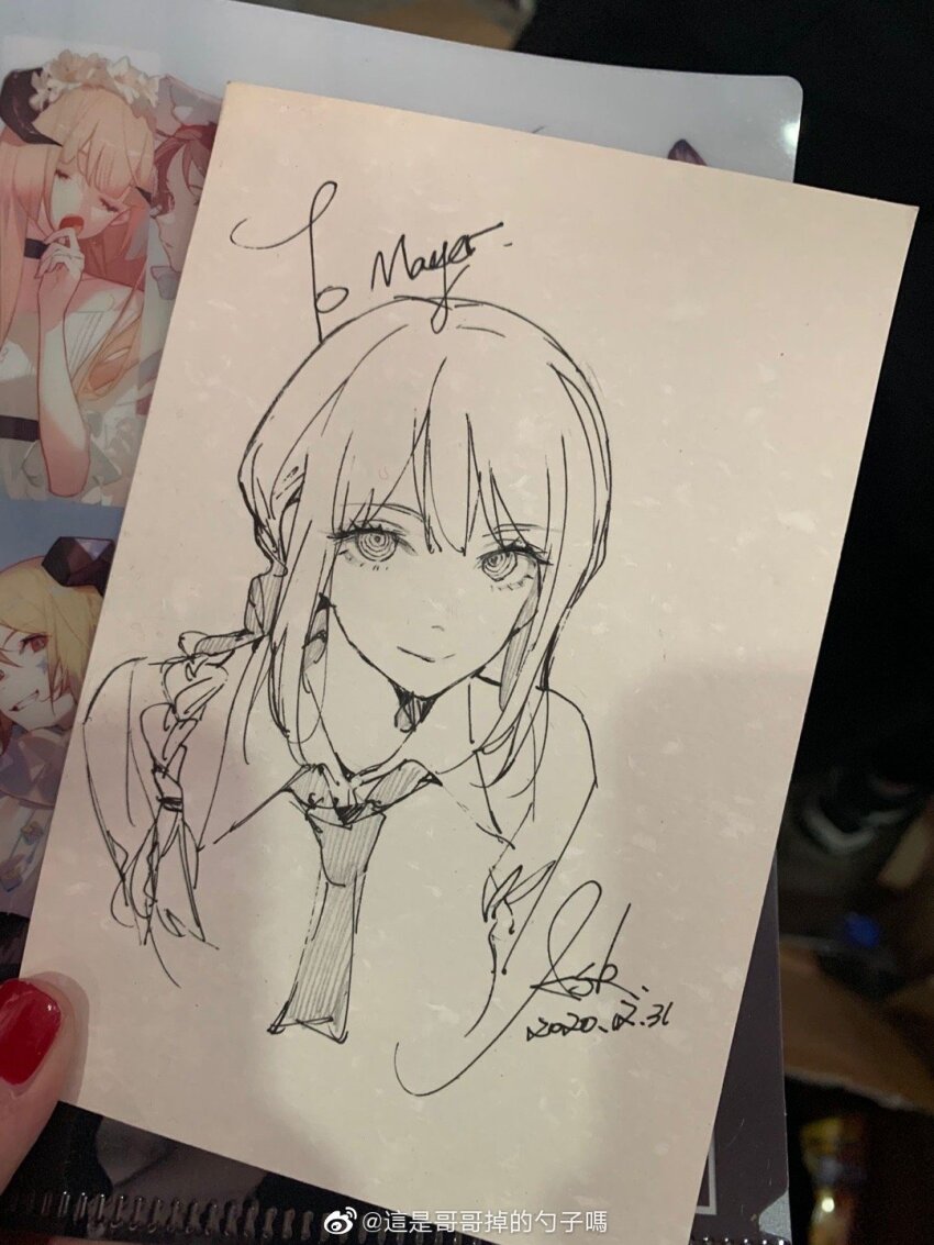 1girl ask_(askzy) chainsaw_man highres long_hair makima_(chainsaw_man) necktie shikishi signature