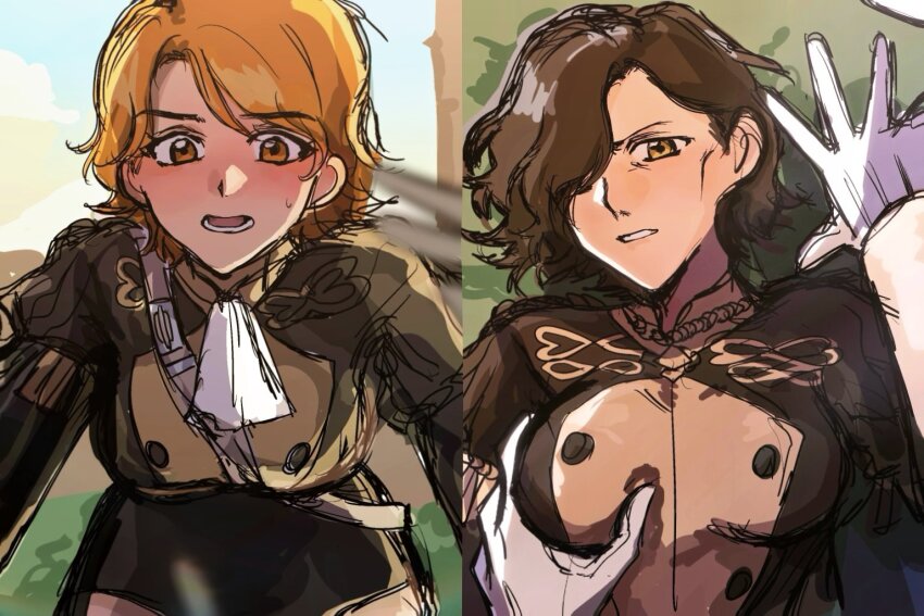 2girls accidental_pervert female_pov ferdinand_von_aegir fire_emblem fire_emblem:_three_houses genderswap genderswap_(mtf) grabbing_another&#039;s_breast groping hubert_von_vestra multiple_girls nintendo pov primalmxy tagme yuri