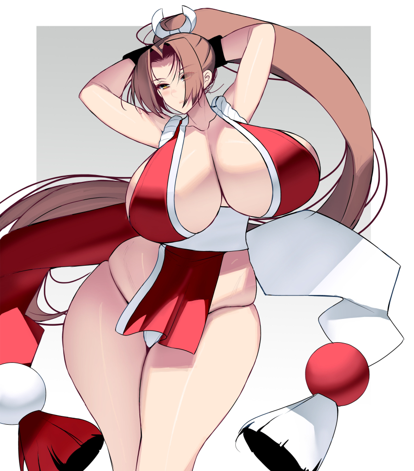 1girl absurdres breasts fatal_fury highres huge_breasts long_hair ponytail shiranui_mai solo