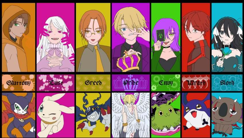 digimon digimon_(creature) glasses impmon looking_at_viewer scarf seven_deadly_sins