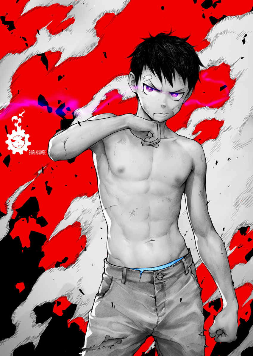 Beitemian Shinra Kusakabe En En No Shouboutai Absurdres Highres Babe Abs Black Hair