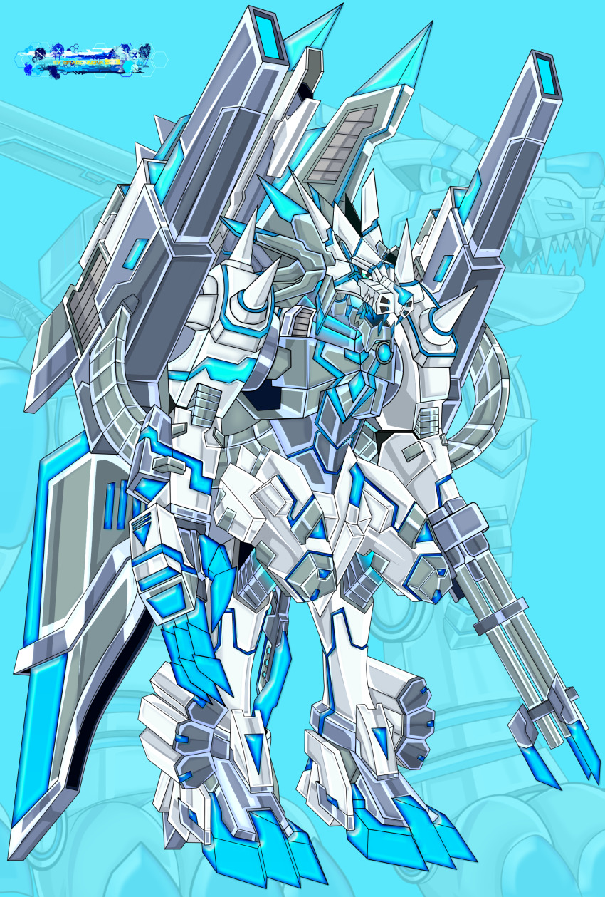 1boy absurdres cyborg digimon highres male_focus metalgarurumon metalgarurumon_x-antibody original solo spikes wolf