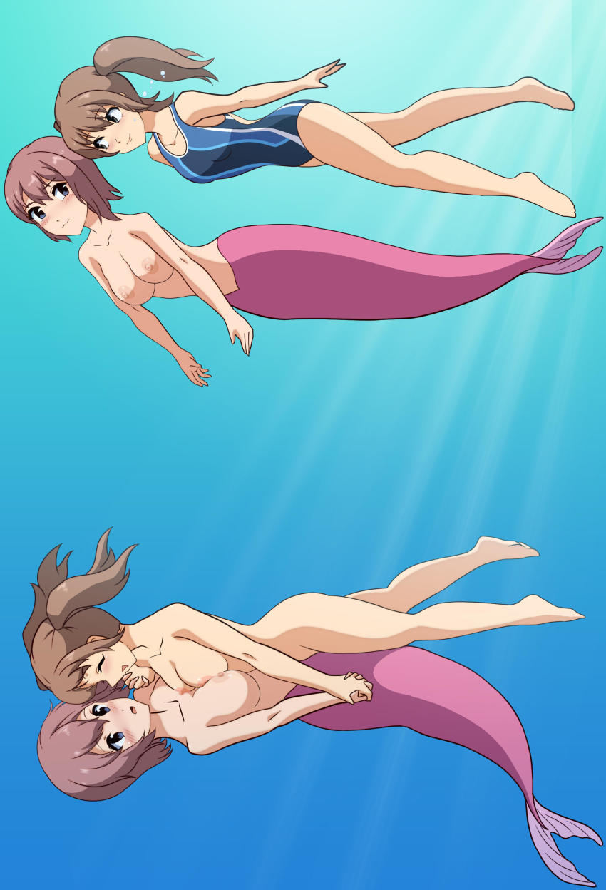 2girls absurdres eiyuu_densetsu falcom fran_seeker highres incest mermaid monster_girl multiple_girls noel_seeker nude siblings sisters yuri zero_no_kiseki