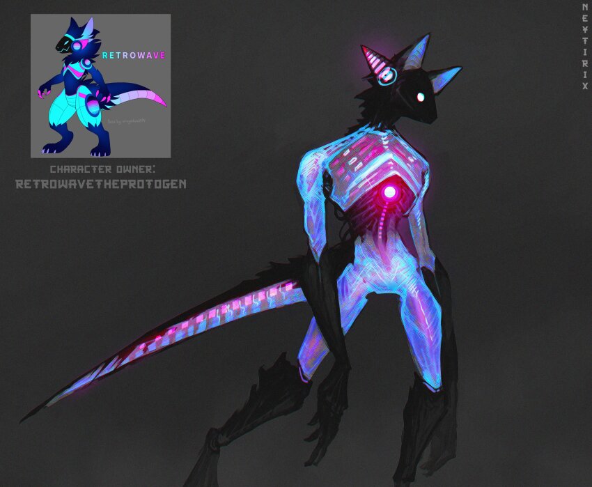 1other absurdres android animal_ears artist_name borrowed_character character_name english_text feet_out_of_frame glowing glowing_eyes highres neytirix original standing