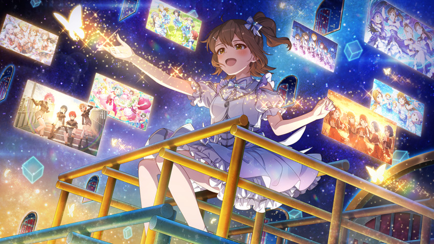 baba_konomi brown_eyes brown_hair bug building butterfly cube emily_stewart fukuda_noriko game_cg grass hakozaki_serika handa_roco ibuki_tsubasa idol_clothes idolmaster idolmaster_million_live! idolmaster_million_live!_theater_days insect julia_(idolmaster) kasuga_mirai kitakami_reika kitazawa_shiho kousaka_umi magic maihama_ayumu makabe_mizuki miura_azusa miyao_miya mochizuki_anna mogami_shizuka momose_rio nakatani_iku nikaido_chizuru official_art ogami_tamaki open_mouth railing sakuramori_kaori satake_minako shimabara_elena shiraishi_tsumugi side_ponytail sky stairs star_(sky) starry_sky starry_sky_background suou_momoko takayama_sayoko tanaka_kotoha tenkuubashi_tomoka tokoro_megumi tokugawa_matsuri toyokawa_fuka water yabuki_kana yokoyama_nao