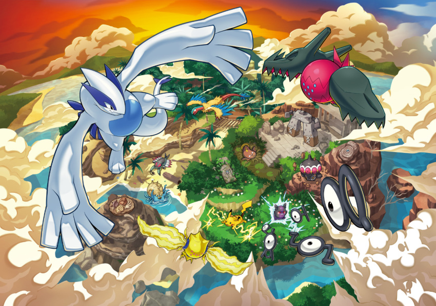 anorith archeops armor_fossil artist_request bare_tree beach bridge claydol closed_mouth cloud cloudy_sky creatures_(company) electricity floating flying fossil full_body game_freak gen_1_pokemon gen_2_pokemon gen_3_pokemon gen_5_pokemon gen_8_pokemon grass helix_fossil legendary_pokemon log lugia morpeko morpeko_(hangry) nintendo official_art omastar open_mouth orange_sky palm_tree pikachu pokemon pokemon_(creature) pokemon_tcg red_eyes regidrago regieleki rock rope_bridge ruins sail_fossil sand skull_fossil sky stonjourner stunfisk teeth telekinesis third-party_source tree unown unown_a unown_r unown_s unown_t unown_v water