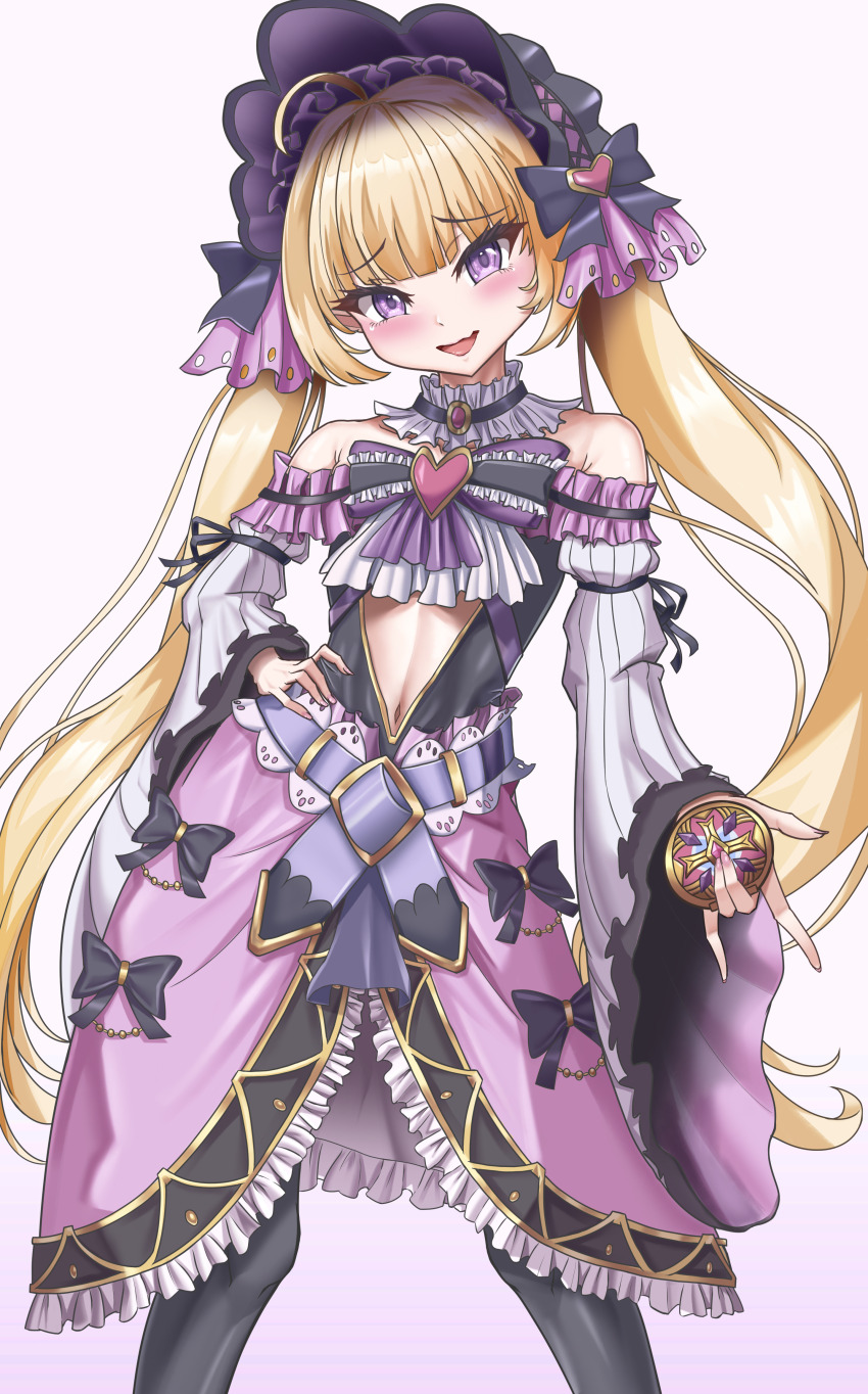 1boy ahoge blonde_hair elf hair_ornament long_hair pointy_ears princess_connect! purple_eyes trap twintails yuki_(princess_connect!)