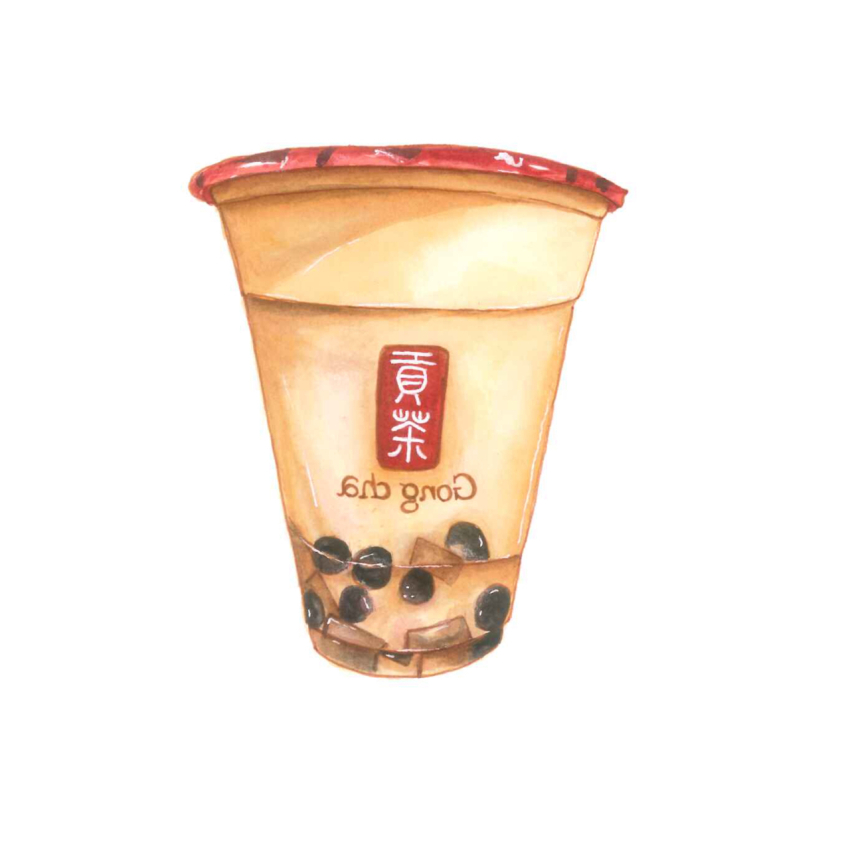 bubble_tea chinese_commentary commentary_request company_logo cup disposable_cup food_focus highres kunkun_shuicai lid no_humans original simple_background white_background