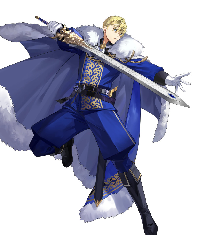 1boy blonde_hair blue_cape cape dimitri_alexandre_blaiddyd dimitri_alexandre_blaiddyd_(stargazing_lion) fire_emblem fire_emblem:_three_houses fire_emblem_heroes highres nintendo non-web_source official_alternate_costume official_art solo