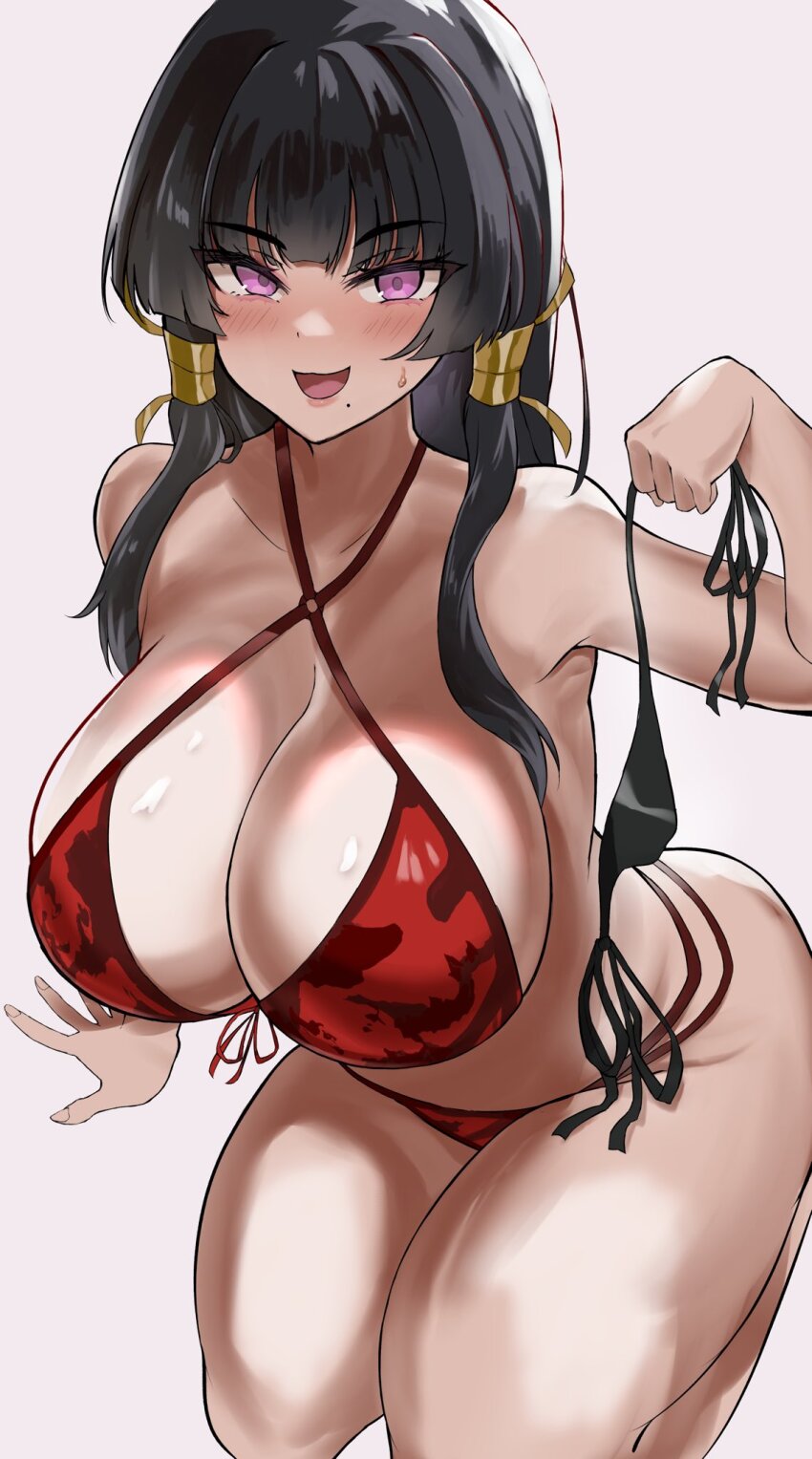 1girl bikini breasts dead_or_alive highres huge_breasts long_hair nyotengu smile solo swimsuit