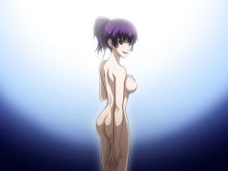  1girl artist_request ass blush breasts kanoe_yuuko large_breasts long_hair nipples nude purple_hair red_eyes smile solo standing tasogare_otome_x_amnesia  rating:Questionable score:25 user:postpok
