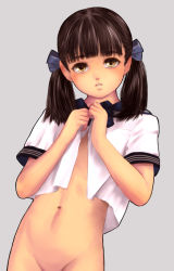  1girl artist_request blush bottomless breasts flat_chest loli model popopon school_uniform serafuku small_breasts tagme  rating:Questionable score:34 user:Panty_worm