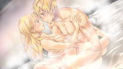  1boy 1girl a&#039;sring adel_reed ass blonde_hair blue_eyes blush breasts brown_eyes claire_eithea game_cg hetero long_hair medium_breasts natsumi_ama nipples nude open_mouth orfleurs sex sweat thighs water  rating:Explicit score:11 user:Squeakgator