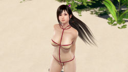 1girl 3d bikini black_hair breasts dead_or_alive dead_or_alive_xtreme_3_fortune dead_or_alive_xtreme_beach_volleyball female_focus kokoro_(doa) large_breasts nature official_art plant solo swimsuit tecmo rating:Questionable score:15 user:jojosstand