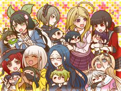  &gt;_&lt; 6+boys 6+girls ^_^ ahoge akamatsu_kaede amami_rantaro android antenna_hair apron aqua_hair arm_belt armband backpack bag bead_necklace beads beanie bell belt black-framed_eyewear black_apron black_belt black_collar black_eyes black_footwear black_gloves black_hat black_jacket black_mask black_sailor_collar black_scarf black_skirt black_sleeves blazer blonde_hair blue_bow blue_bowtie blue_eyes blue_gemstone blue_hair blue_pants blue_shirt blue_sleeves blunt_bangs blunt_ends bob_cut boots bow bowtie breasts brown-framed_eyewear brown_eyes brown_hair brown_jacket brown_sleeves buttons cage chabashira_tenko checkered_clothes checkered_scarf chibi chibi_on_breast choker cigarette closed_eyes closed_mouth coat coat_partially_removed collar collarbone collared_jacket collared_shirt covered_mouth cowboy_shot crest danganronpa_(series) danganronpa_v3:_killing_harmony dark-skinned_female dark_skin double-breasted ear_piercing everyone eyelashes floral_print flying_sweatdrops fortissimo frilled_shirt_collar frilled_sleeves frills from_side furrowed_brow gakuran gem gem_hair_ornament glasses gloves goggles goggles_on_head gokuhara_gonta green_bow green_eyes green_hair green_hat green_jacket green_pants green_sleeves grey_hair grey_hairband grid_background hair_between_eyes hair_bow hair_ornament hair_over_one_eye hair_over_shoulder hair_ribbon hair_scrunchie hairband hand_on_own_chin harukawa_maki hat hat_belt high_collar holding holding_cage holding_chibi horned_hat hoshi_ryoma insect_cage iruma_miu jacket jewelry k1-b0 knee_boots lace-trimmed_hairband lace_trim lapel_pin large_breasts layered_sleeves leather leather_jacket light_blush long_hair long_sleeves looking_at_another mask messy_hair miniskirt mole mole_under_eye mole_under_mouth momota_kaito mouth_hold mouth_mask multicolored_background multiple_boys multiple_girls musical_note musical_note_hair_ornament musical_note_print neck_bell necklace necktie nervous_smile o-ring oma_kokichi open_mouth orange_necktie own_hands_together pants peaked_cap piercing pink_bow pink_shirt pink_vest pinstripe_jacket pinstripe_pattern pinstripe_sleeves plaid plaid_skirt pleated_skirt pointing pointing_up polka_dot_bowtie praying purple_choker purple_coat purple_eyes purple_hair purple_nails purple_skirt purple_sleeves red_armband red_belt red_eyes red_hair red_scrunchie red_shirt red_sleeves red_thighhighs ribbon round_eyewear saihara_shuichi sailor_collar sailor_shirt scarf school_uniform scrunchie serafuku shinguji_korekiyo shirogane_tsumugi shirt short_hair simple_background skirt sleeves_past_elbows smile solid_oval_eyes spider_web_print spiked_hair star_(symbol) starry_background straight_hair striped_clothes striped_pants sweatdrop teeth thighhighs tojo_kirumi two-tone_scarf upper_body upper_teeth_only v-shaped_eyebrows very_long_hair vest white_bag white_belt white_bow white_bowtie white_hair white_jacket white_ribbon white_sailor_collar white_scarf white_shirt white_sleeves white_undershirt wide_sleeves witch_hat yellow_raincoat yellow_sleeves yonaga_angie yumaru_(marumarumaru) yumeno_himiko zipper zipper_pull_tab 