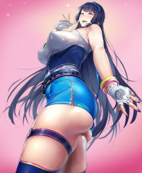1girl aoi_ch. armpit_crease ass bare_shoulders belt black_hair blue_eyes blue_nails blue_skirt blush bracelet breasts covered_erect_nipples fingerless_gloves fingernails foreshortening from_below fuji_aoi gloves highres jewelry large_breasts long_hair mole mole_under_eye nail_polish open_mouth shibekawa_081 skirt smile solo sparkle teeth thigh_strap thighs tight_clothes virtual_youtuber white_gloves zipper zipper_pull_tab rating:Sensitive score:99 user:danbooru