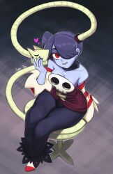  1girl breasts highres sitting skullgirls solo squigly_(skullgirls) tagme 