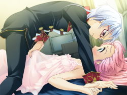  1boy 1girl blush crossdressing erection erection_under_clothes femdom kenbishi_seika looking_at_another ooyama_rui oto_puri pink_hair reverse_trap role_reversal see-through tagme trap white_hair  rating:Explicit score:87 user:cloverdragon