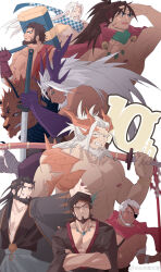  6+boys absurdres artist_name bara beard beard_stubble brown_hair censored character_censor character_request check_copyright copyright_request crossed_arms dark-skinned_male dark_skin di_deng_bao_feng_xue dragon_boy facial_hair fang fang_out full_beard furry furry_male group_picture highres holding holding_sword holding_weapon katana large_pectorals long_hair long_sideburns male_focus mature_male monster_boy multiple_boys muscular muscular_male nipples novelty_censor nude old old_man over_shoulder pectoral_cleavage pectorals profile sangokushi_puzzle_taisen scales short_hair sideburns standing stubble sword sword_over_shoulder thick_beard weapon weapon_over_shoulder white_hair 