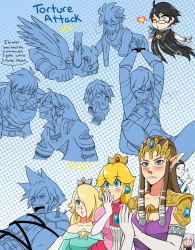  1990s_(style) 6+boys 6+girls angry armor bayonetta bayonetta_(series) bdsm belt black_dress black_hair blindfold blonde_hair blood blue_dress blue_eyes blush bondage bound brown_hair cape chibi clapping clenched_teeth cloud_strife colored_skin corrin_(fire_emblem) corrin_(male)_(fire_emblem) crown dark_pit dress earrings english_text femdom final_fantasy final_fantasy_vii fire_emblem fire_emblem_awakening fire_emblem_fates foot_on_head forehead_jewel gasp glasses gloves hair_over_one_eye hair_ribbon hand_over_mouth hat heart ike_(fire_emblem) jewelry kid_icarus kitsune23star laurel_crown link lips mario_(series) masochism messy_hair multiple_boys multiple_girls nintendo nosebleed pink_dress pit_(kid_icarus) platinum_games pointy_ears princess_peach princess_zelda puckered_lips purple_dress restrained retro_artstyle reverse_ryona ribbon robin_(fire_emblem) robin_(male)_(fire_emblem) rosalina saliva scar scarf sega short_hair smile square_enix super_mario_bros._1 super_mario_galaxy super_smash_bros. teeth the_legend_of_zelda the_legend_of_zelda:_twilight_princess thumbs_up tiara white_gloves white_hair white_skin wii_fit wii_fit_trainer wii_fit_trainer_(female) wince wings  rating:Questionable score:97 user:ehwdihed151