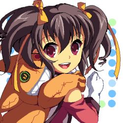 00s 1girl :d anise_tatlin brown_eyes brown_hair doll enoo female_focus gloves happy jaggy_lines long_hair lowres oekaki open_mouth purple_eyes smile solo tales_of_(series) tales_of_the_abyss tokunaga_(tales) twintails white_background white_gloves rating:Sensitive score:2 user:danbooru