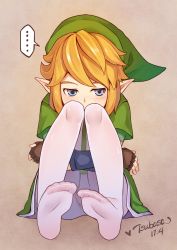 ... 1boy absurdres artist_name blonde_hair blue_eyes blush bulge dated feet fingerless_gloves full_body gloves highres link looking_away looking_to_the_side male_focus nintendo no_shoes pantyhose pointy_ears soles solo the_legend_of_zelda tsubasa_tsubasa tunic white_pantyhose rating:Questionable score:35 user:danbooru