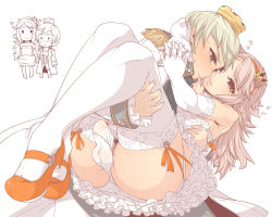  2boys androgynous armpit_hair ass blonde_hair blush brown_eyes bulge carrying chibi crossdressing crown dress elbow_gloves formal frills frown gloves green_eyes hairband highres holding_hands imminent_kiss long_hair male_focus male_pubic_hair mary_janes mole multiple_boys omiya_(louise-louis-lucille) open_mouth original penis pink_hair prince princess_carry pubic_hair shoes short_hair shota thighhighs trap uniform white_legwear yaoi  rating:Explicit score:223 user:BlueBaroness