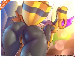 1girl anus ass ass_focus bee between_labia breasts bug creatures_(company) curvy from_behind furry game_freak gen_4_pokemon hand_on_own_hip highres huge_ass insect pussy large_breasts looking_back nintendo plump fat_mons pokemon pokemon_(creature) purple_eyes pussy r-mk self_wedgie sideboob solo squeezing squishing thick_thighs thighs third-party_edit tight_clothes vespiquen wide_hips wings  rating:Explicit score:124 user:GiovanniHunter