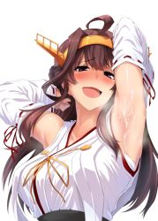10s 1girl ahoge armpit_focus armpit_hair armpits bad_id bad_pixiv_id blue_eyes blush breasts breath brown_hair cum cum_on_armpits cum_on_body cum_on_upper_body detached_sleeves full-face_blush heavy_breathing kantai_collection kongou_(kancolle) large_breasts looking_at_viewer nontraditional_miko open_mouth presenting_armpit solo tears ulrich_(tagaragakuin) rating:Explicit score:23 user:danbooru