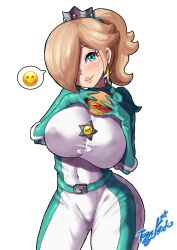  1girl breasts highres large_breasts mario_(series) mario_kart nintendo official_alternate_costume official_alternate_hairstyle ponytail rosalina super_mario_galaxy toggy_keiichi 