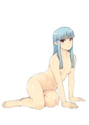  1girl blue_hair breasts highres kiriha_(tsugumomo) nipples nude pussy red_eyes small_breasts solo tsugumomo uncensored  rating:Explicit score:9 user:Hyoga80