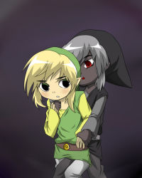 2boys blonde_hair dark_link dual_persona hat link male_focus multiple_boys nintendo open_mouth pointy_ears red_eyes selfcest silver_hair the_legend_of_zelda toon_link yaoi rating:Questionable score:30 user:Shambler