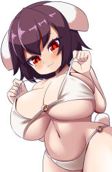  1girl breasts gero_zoukin highres inaba_tewi large_breasts oppai_loli rabbit_ears red_eyes short_hair simple_background solo touhou white_background  rating:Sensitive score:51 user:RIG